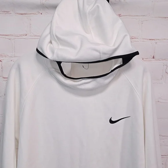 NIKE Pullover Hoodie Dri-Fit White Black Kangaroo Pouch Mens Size XXL - Picture 2 of 15
